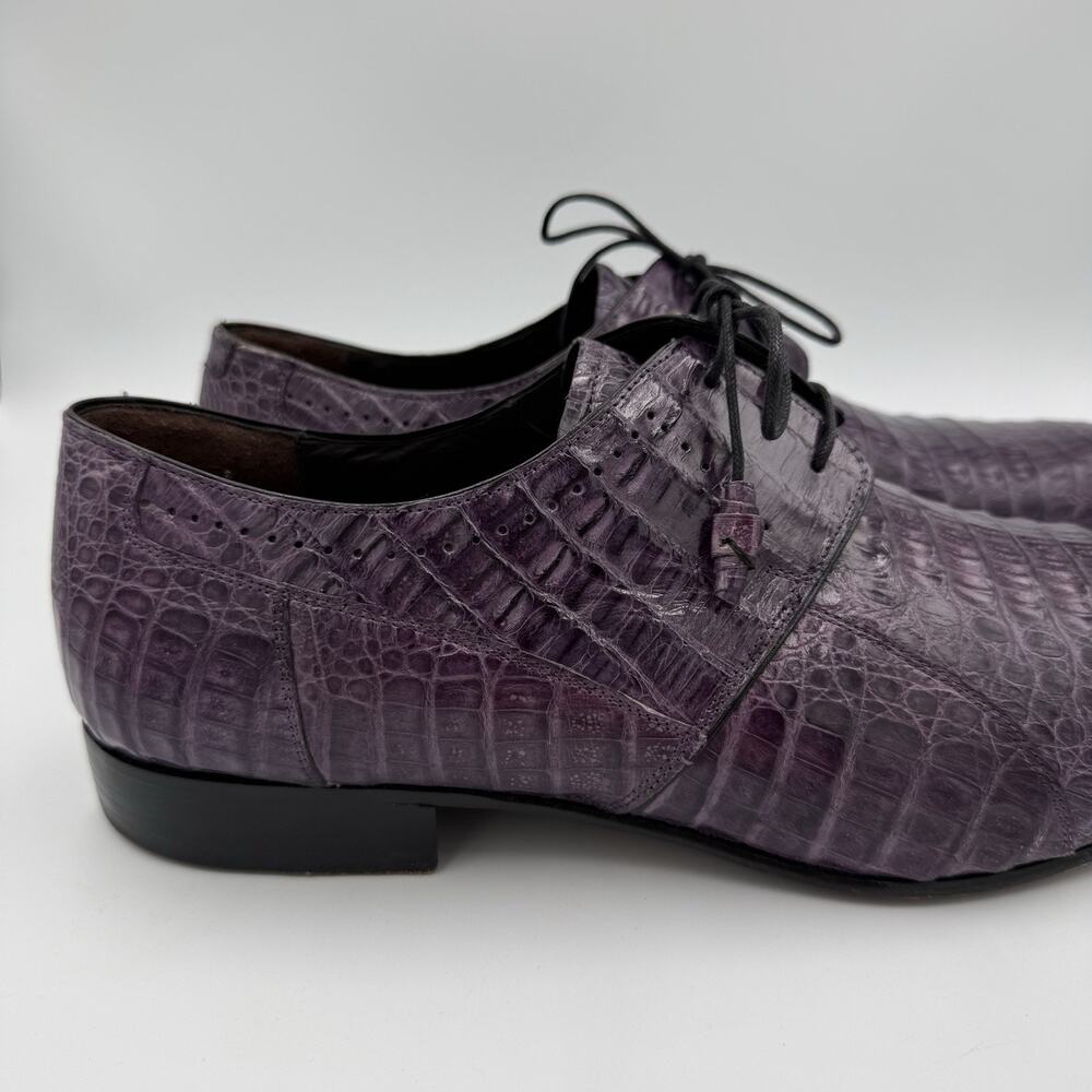 Mezlan Genuine Crocodile Monkstrap Dress Shoes Purple Men’s 12 Italy Luxury - Picture 4 of 13